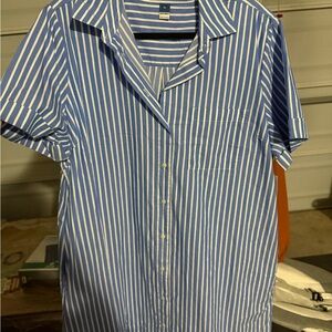 Old Navy Blue and White Striped Asymmetrical Dress